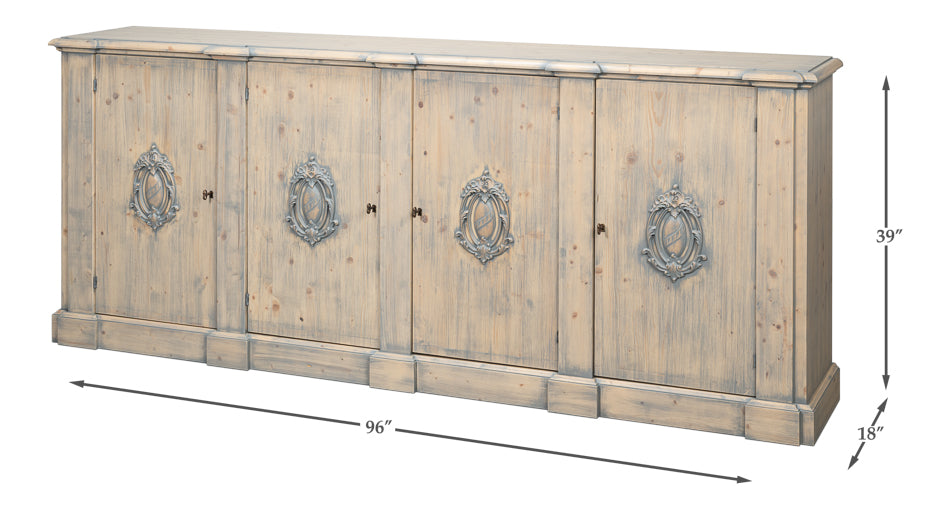 Crested Wall Cabinet, Carmine Legno Tran