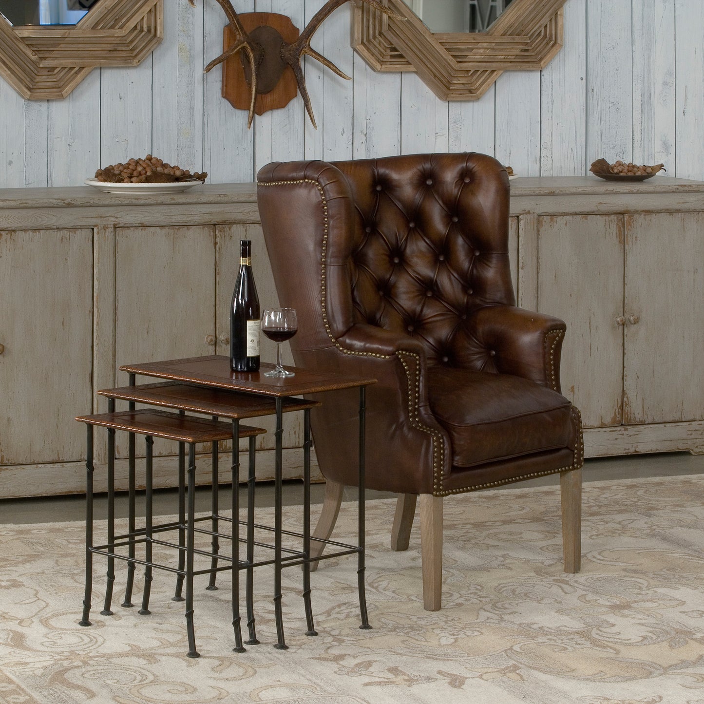 Kew Gardens Leather Nesting Tables