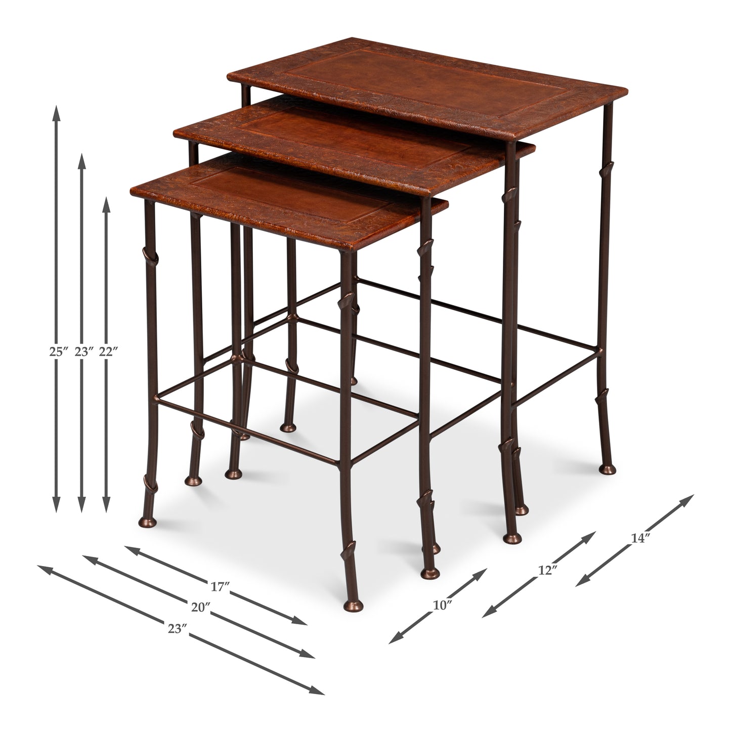 Kew Gardens Leather Nesting Tables