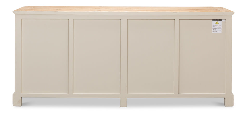 Antique Whitewash Sideboard, 4 Door