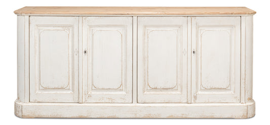 Antique Whitewash Sideboard, 4 Door