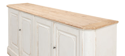 Antique Whitewash Sideboard, 4 Door