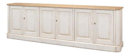 Antique Whitewash Sideboard, 6 Door