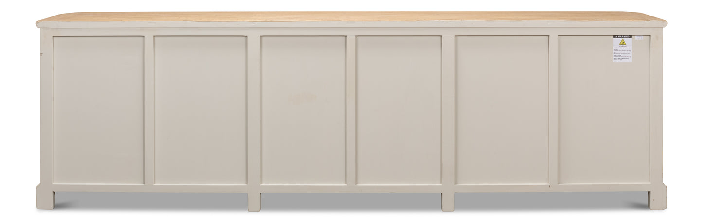 Antique Whitewash Sideboard, 6 Door