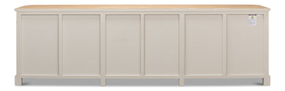 Antique Whitewash Sideboard, 6 Door
