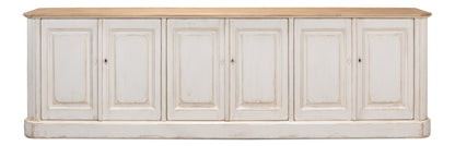 Antique Whitewash Sideboard, 6 Door