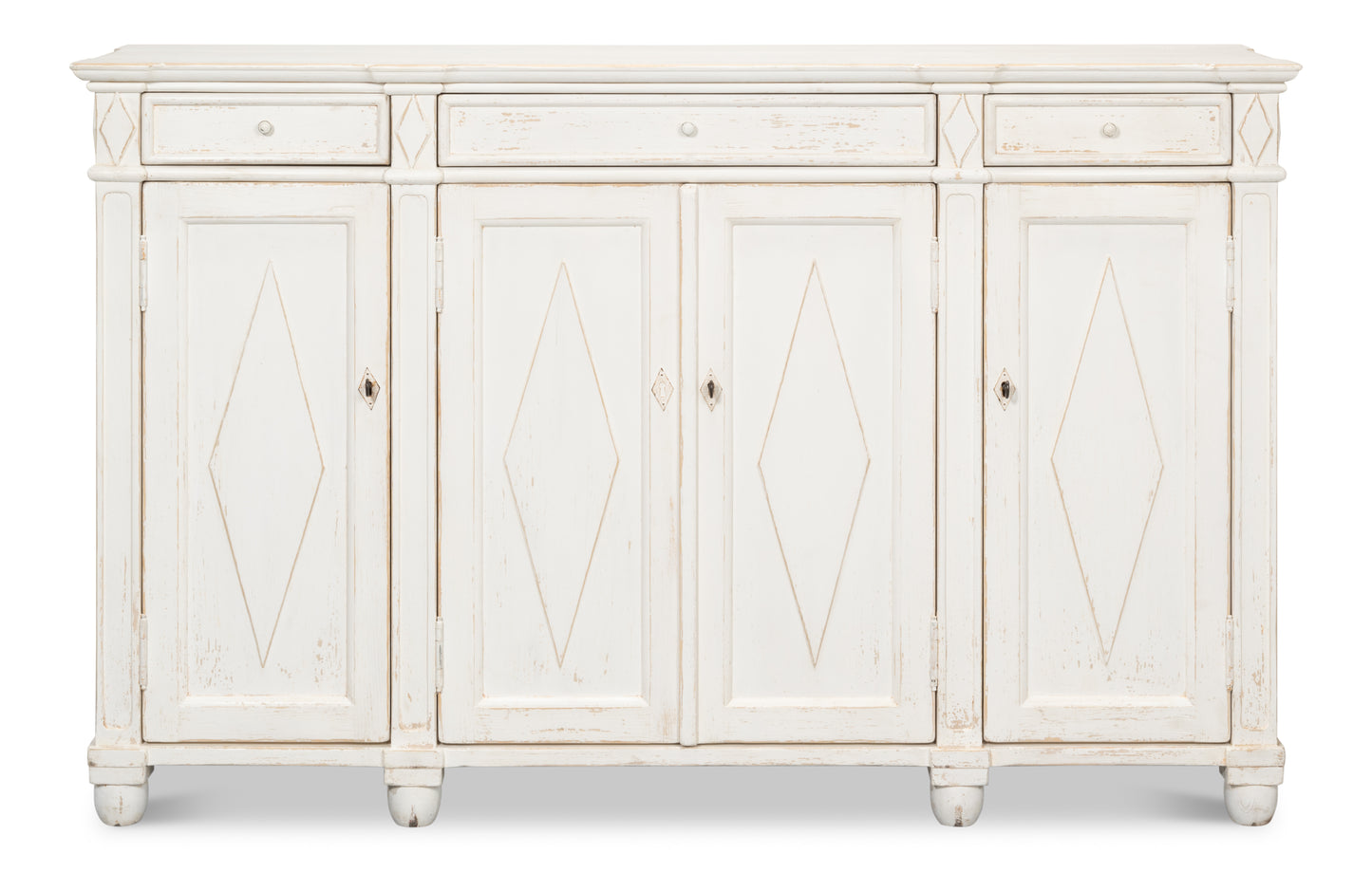 Diamond Wall Sideboard, Whitewash Finish