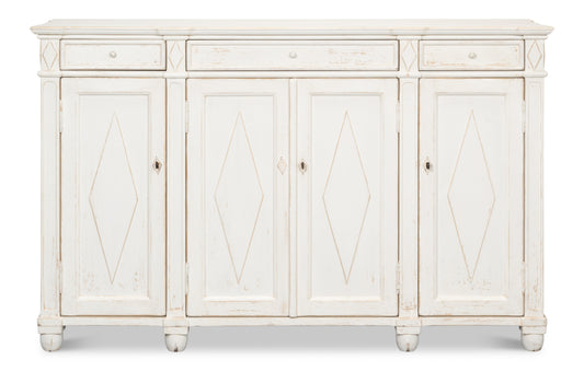 Diamond Wall Sideboard, Whitewash Finish