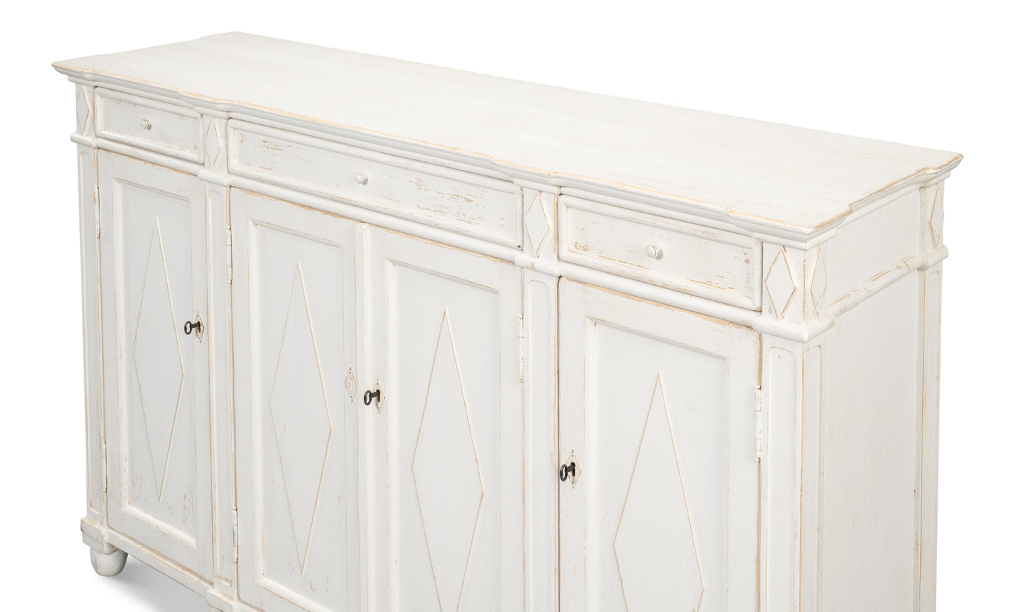 Diamond Wall Sideboard, Whitewash Finish