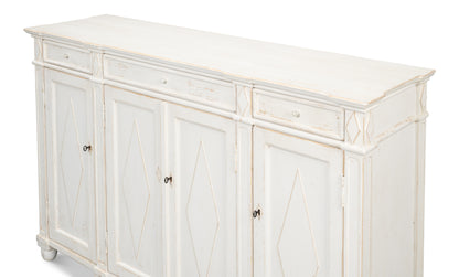 Diamond Wall Sideboard, Whitewash Finish
