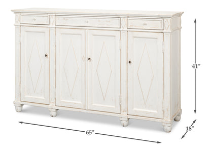 Diamond Wall Sideboard, Whitewash Finish