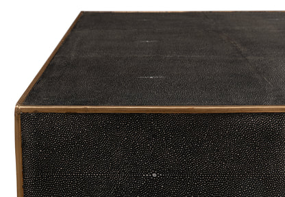 Grey Leather Shagreen Cocktail Table