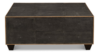 Grey Leather Shagreen Cocktail Table