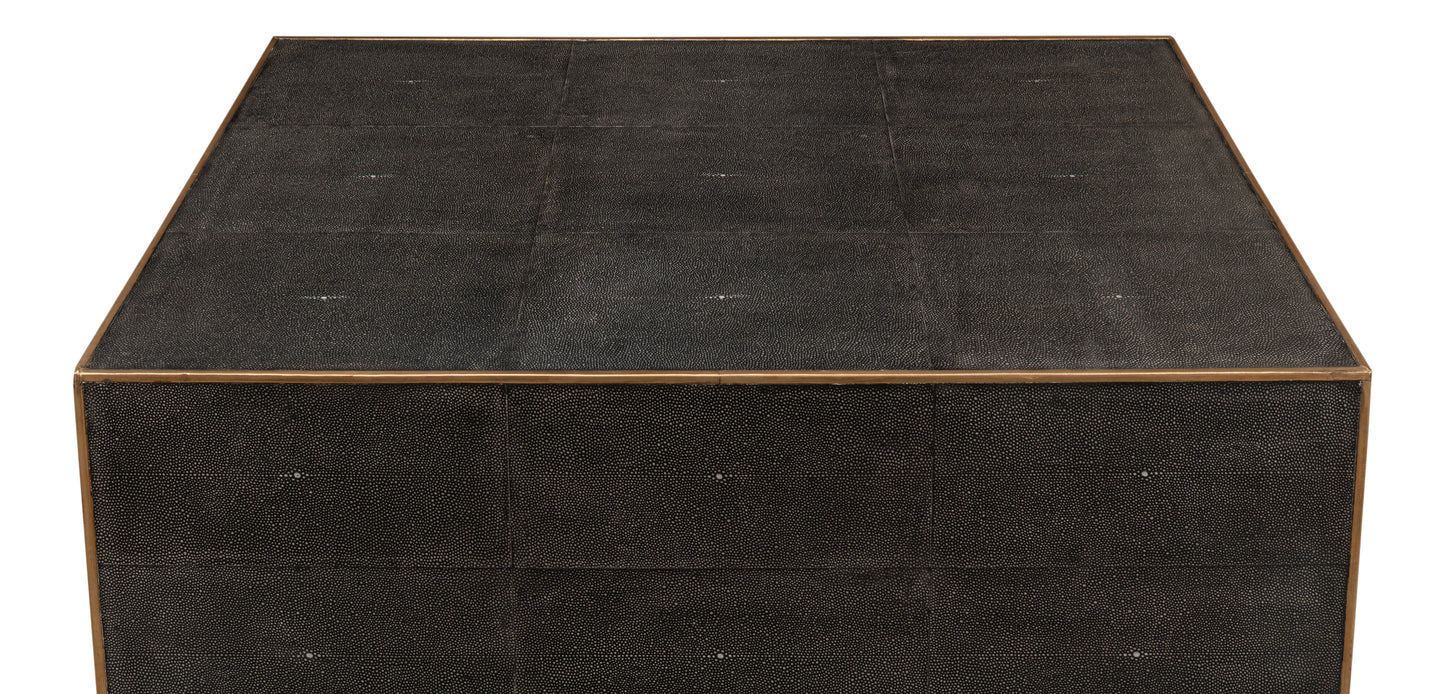 Grey Leather Shagreen Cocktail Table