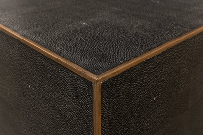 Grey Leather Shagreen Cocktail Table
