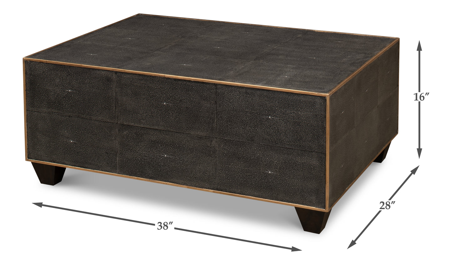 Grey Leather Shagreen Cocktail Table