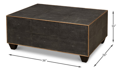 Grey Leather Shagreen Cocktail Table