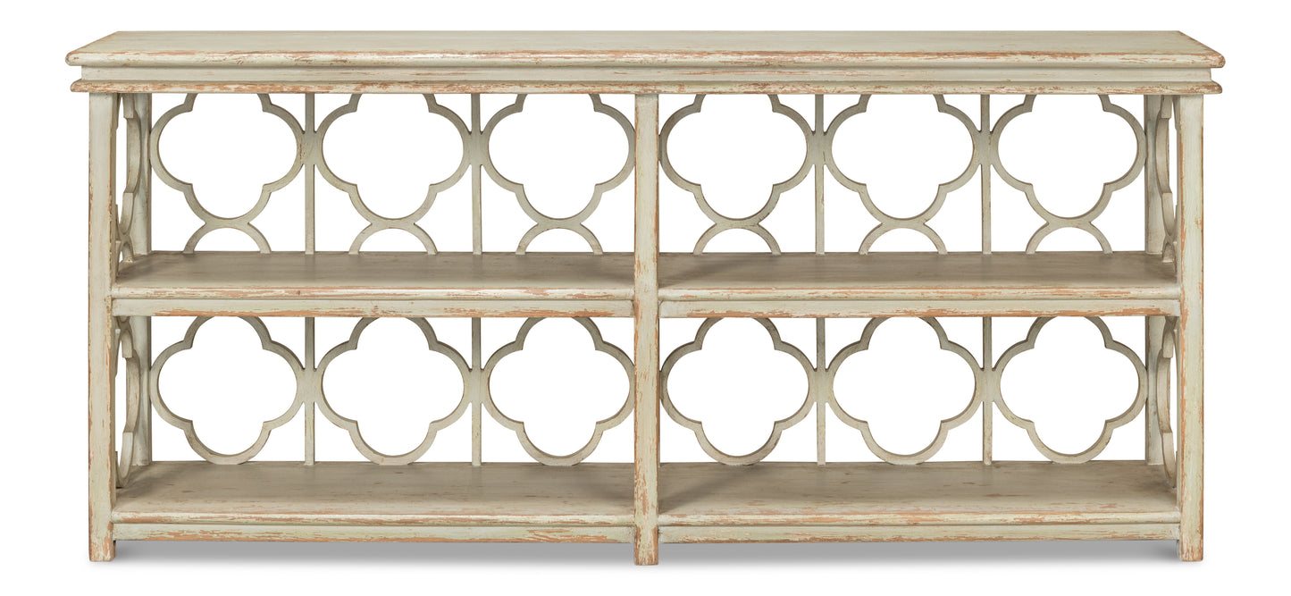 Quatrefoil Bookshelf Console Table