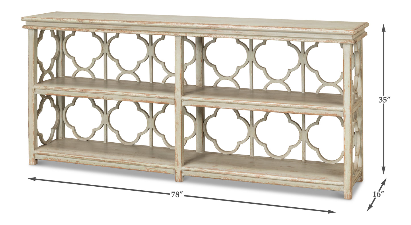 Quatrefoil Bookshelf Console Table