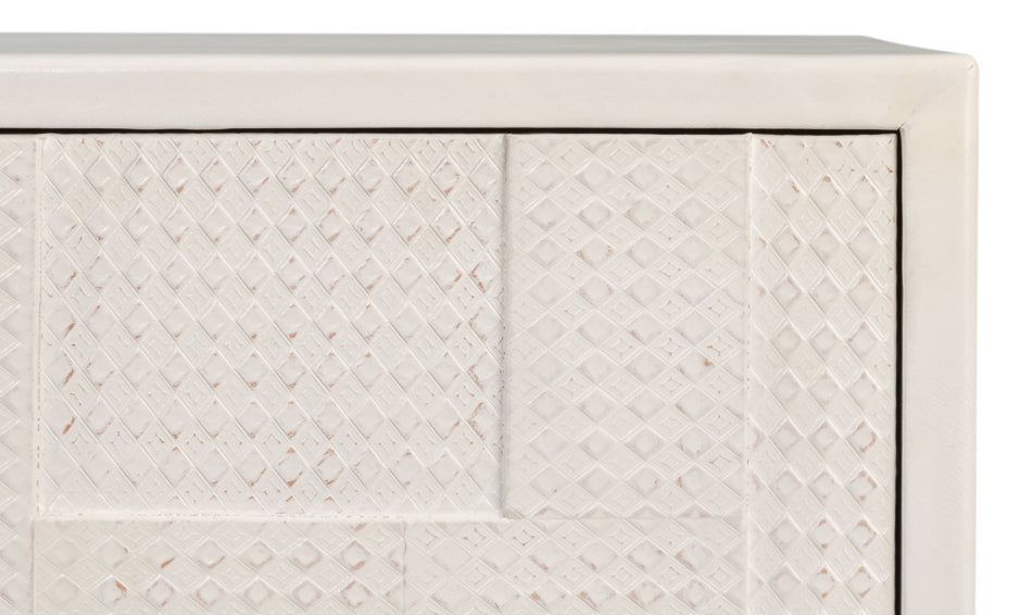 Bronzini Credenza, Embossed White