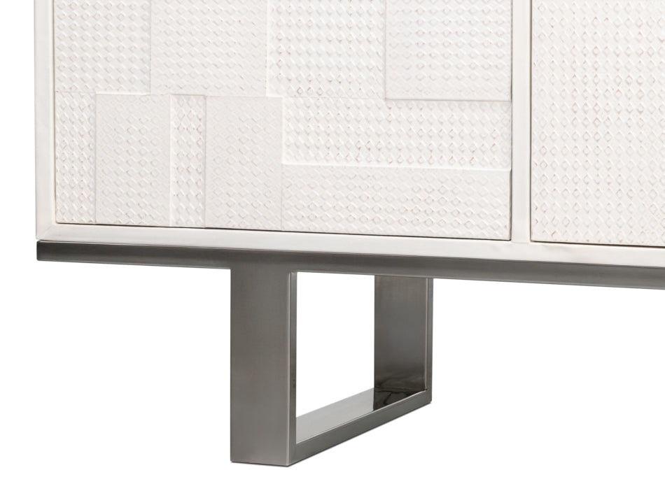 Bronzini Credenza, Embossed White