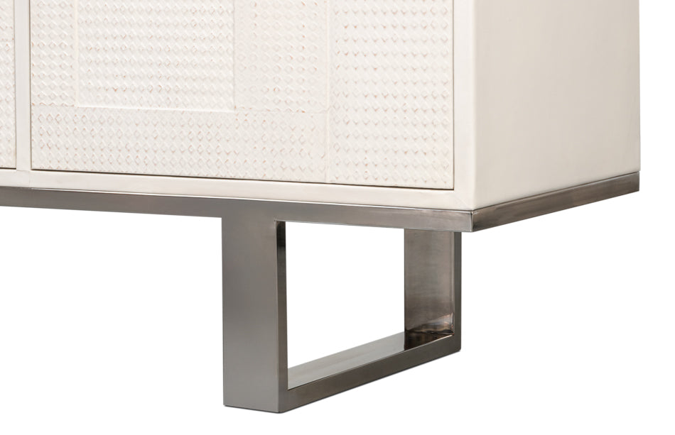 Bronzini Credenza, Embossed White