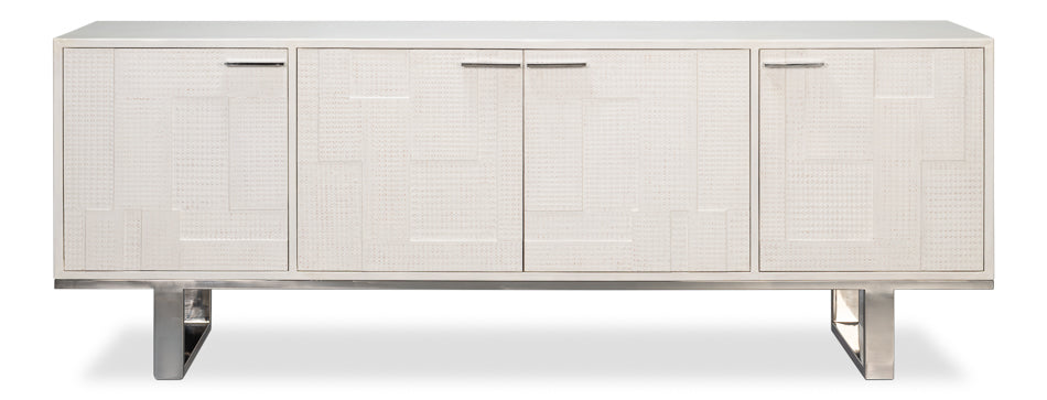 Bronzini Credenza, Embossed White