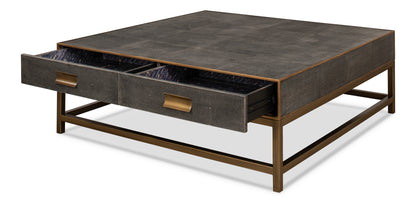 Gideon Shagreen Square Coffee Table, Antique Grey