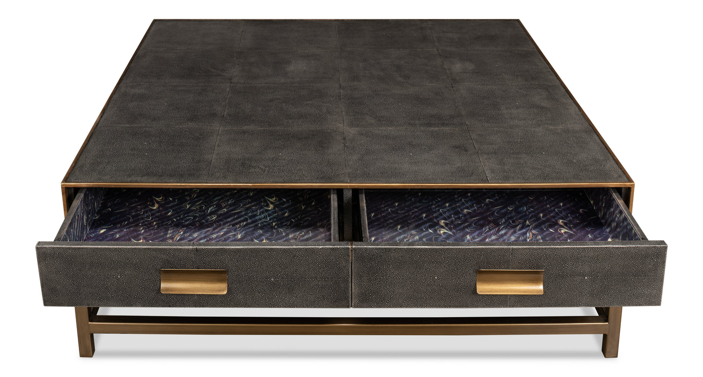 Gideon Shagreen Square Coffee Table, Antique Grey