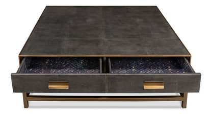 Gideon Shagreen Square Coffee Table, Antique Grey
