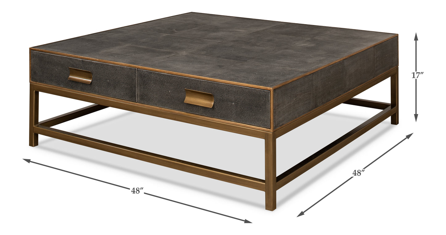 Gideon Shagreen Square Coffee Table, Antique Grey
