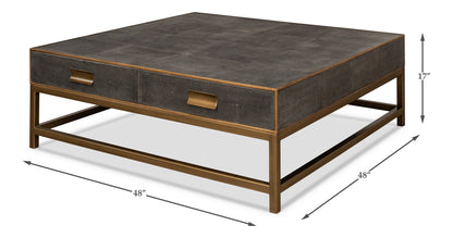 Gideon Shagreen Square Coffee Table, Antique Grey