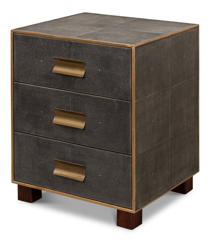 Gideon Shagreen 3 Drawer Side Table, Grey