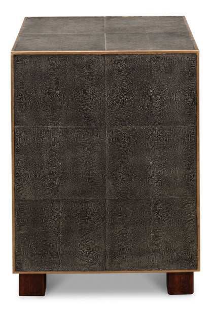 Gideon Shagreen 3 Drawer Side Table, Grey