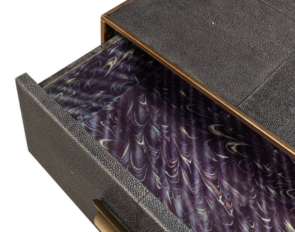 Gideon Shagreen 3 Drawer Side Table, Grey