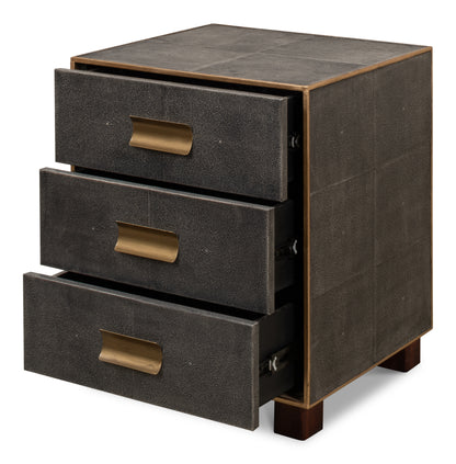 Gideon Shagreen 3 Drawer Side Table, Grey