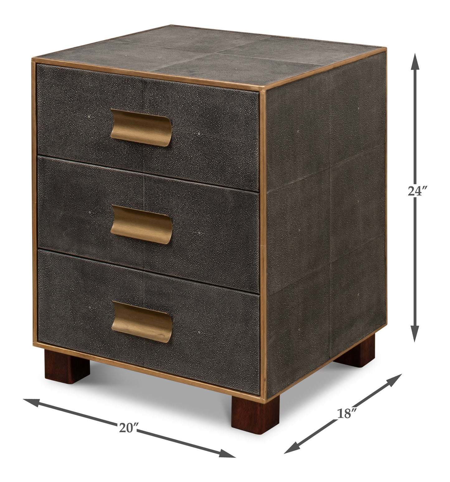 Gideon Shagreen 3 Drawer Side Table, Grey