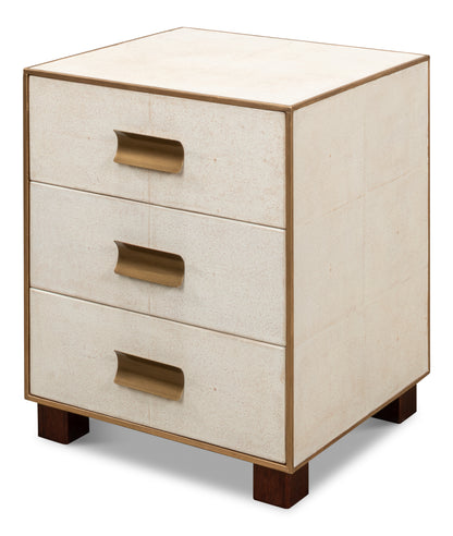 Shagreen 3 Drawer Side Table, Osprey White