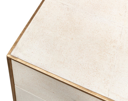 Shagreen 3 Drawer Side Table, Osprey White