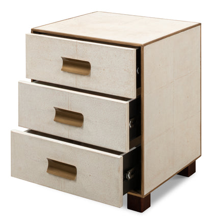 Shagreen 3 Drawer Side Table, Osprey White