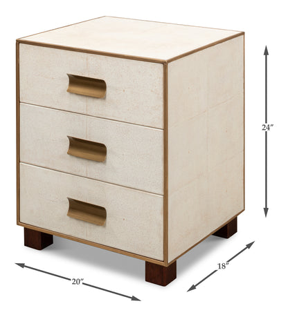 Shagreen 3 Drawer Side Table, Osprey White
