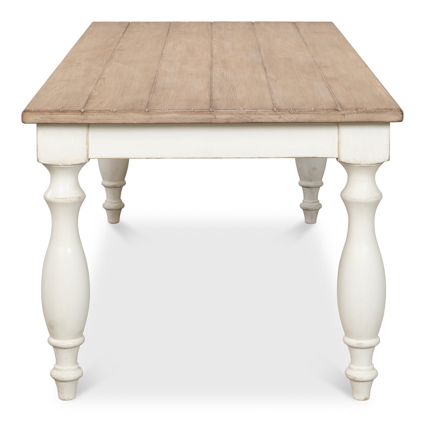 Brie Dining Table, Antique White with Natural Top