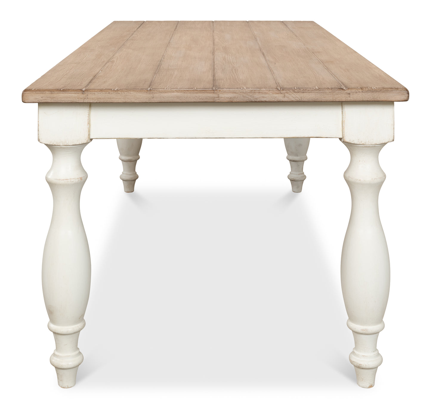 Brie Dining Table, Antique White with Natural Top