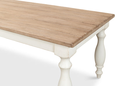 Brie Dining Table, Antique White with Natural Top