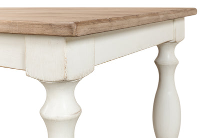 Brie Dining Table, Antique White with Natural Top