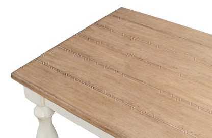 Brie Dining Table, Antique White with Natural Top