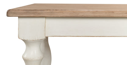 Brie Dining Table, Antique White with Natural Top