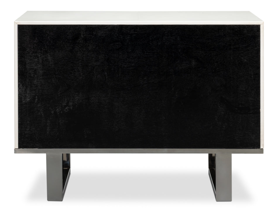 Bronzini Credenza, Small, Embossed White