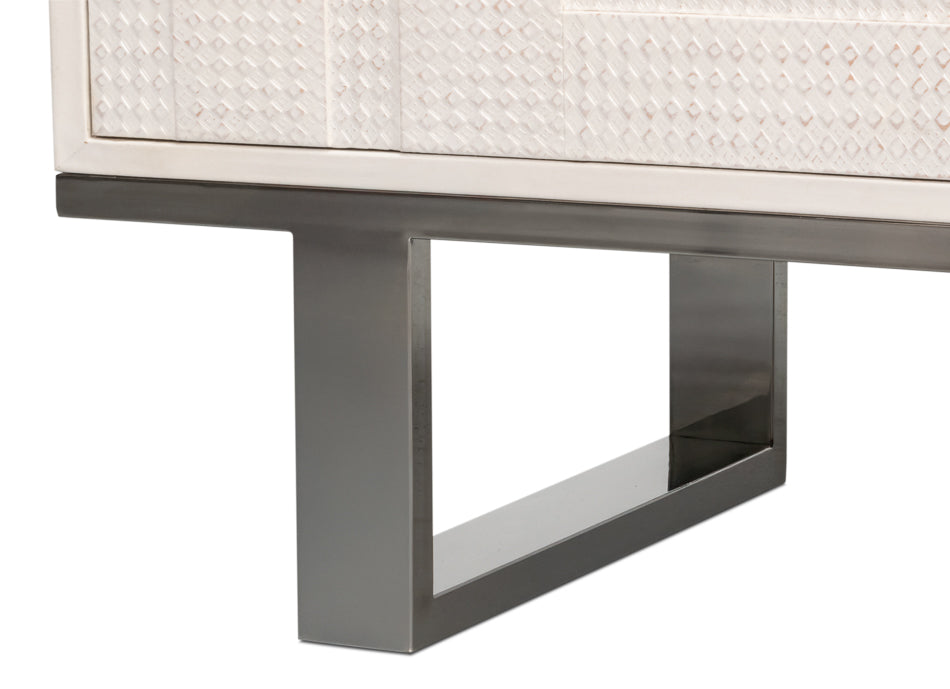 Bronzini Credenza, Small, Embossed White