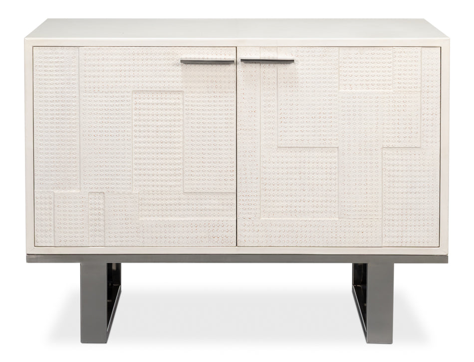 Bronzini Credenza, Small, Embossed White